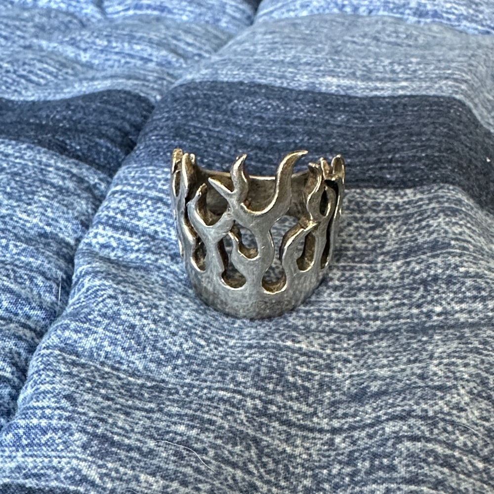 Silver Flame Design Ring - image 1